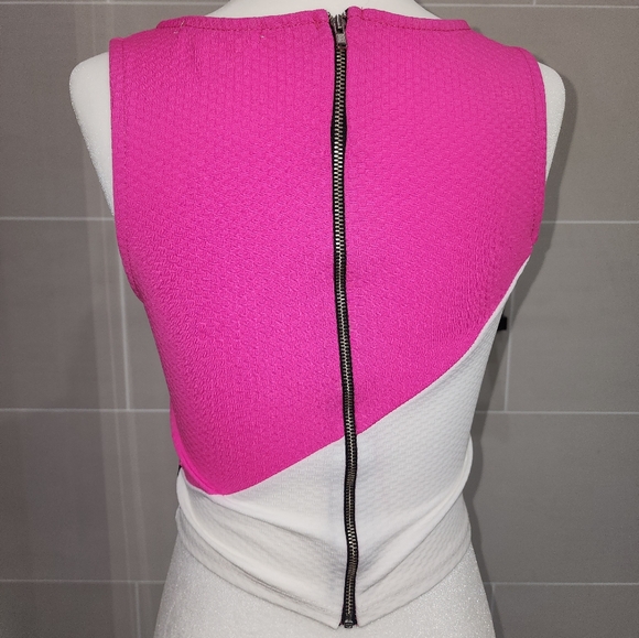 Arden B.  Size Small Crop Top Pink and White Top with Black Mesh - Picture 5 of 6